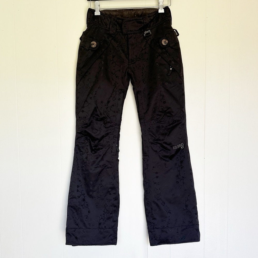 BETTY RIDES Black Rocker Jacquard Lace Ski Snowboard Pants Size XS / XXS